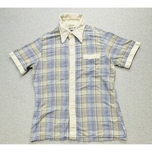 Shirt Language Shirt Mens XL Plaid Button Up Short Sleeve Pocket Casual